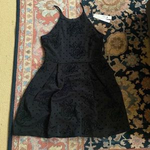 Black Aqua Cocktail Dress with flower details